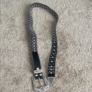 Studded Black Leather Belt